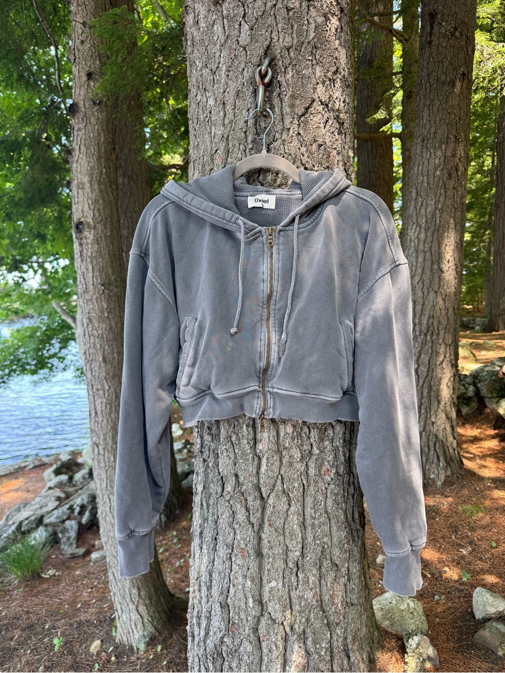 Elwood Double Zip Crop Hoodie L